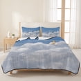 thumbnail image 3 of Twin XL Quilt Set 68''x98'', Clouds Lightweight Summer Bedspread Coverlet Set with 2 Pillow Shams, Blue White Sky Natural Landscape Breathable All Season Quilt Bedding for Dorm/Guest Room, 3 of 9