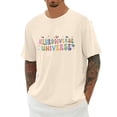 thumbnail image 2 of BUWTTED Men's T Shirts Autism Awareness Letter Print Short Sleeve Casual Crew Neck Tees Comfortable Loose Graphic Beige Shirt L, 2 of 6