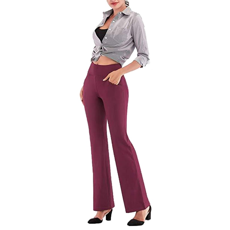 Capreze Dress Pants for Women High Waist Office Work Pant with Pockets  Casual Straight Leg Slacks Business Trousers Pink M 