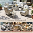 thumbnail image 6 of Vcatnet Outdoor Furniture 10 Pieces Patio Conversation Set All-Weather Rattan Wicker Outdoor Sectionals with Swivel Rocking Chair and Solar-Powered Coffee Table Gray, 6 of 11