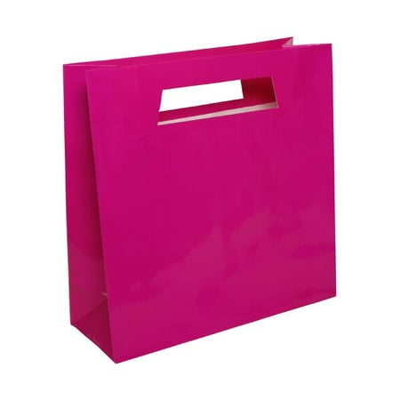 JAM Paper Die Cut Hot Pink Fuchsia Gift Bags, 15 x 5.5 x 15, 1/Pack