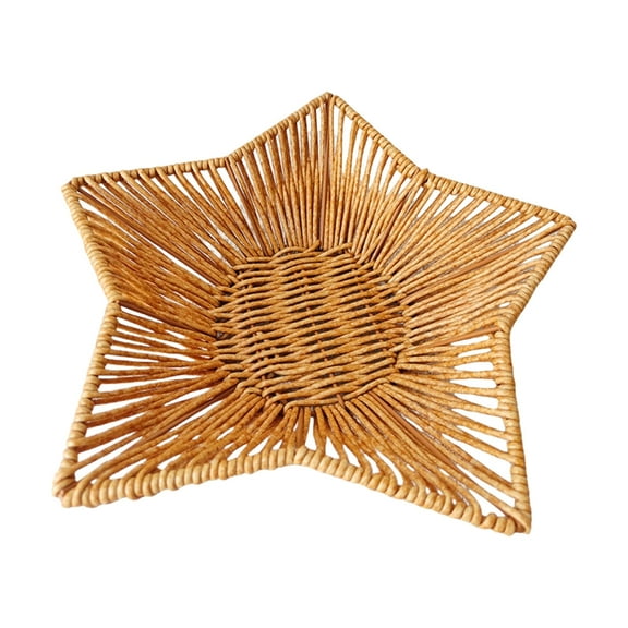 Osdhezcn Woven Imitation Rattan Snacks Organiser Star Shaped Fruit Basket for Home Use