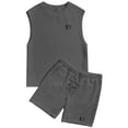 thumbnail image 4 of Mens Sets 2 Piece Outfits Shirt Fashion Summer Tracksuits Casual Set Sleeveless Tank and Shorts Set for Men, 4 of 7