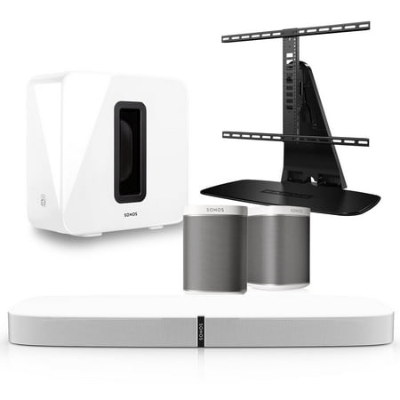Sonos PlayBase Soundbar Play:1 White Pair Wireless Speakers with SUB