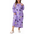 thumbnail image 3 of Plus Size Pajamas for Women Crew Neck Long Sleeve Casual Print Sleep Dress Nightgown Sleepwear, 3 of 9