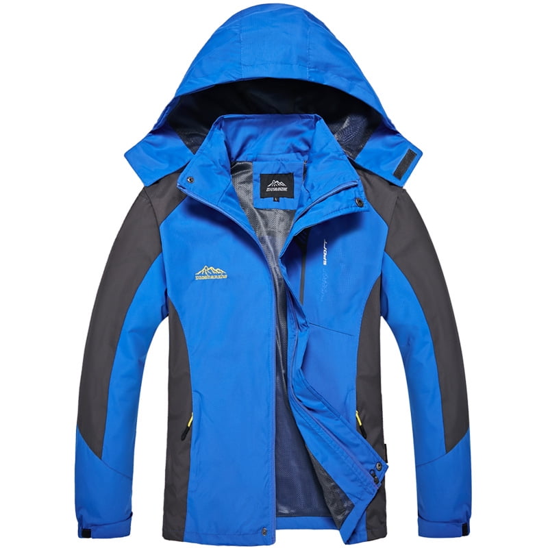 Empire Hooded Windbreaker Lightweight Hiking Rain Jacket XL Black/Blue 