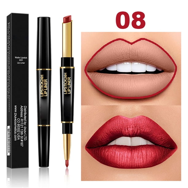 Pisexur Belleza Maquillaje Lápiz labial en 1, delineador de labios, tinte de labios, delineador de labios y lápiz labial, conjunto combinado, lápiz delineador de labios en para mujeres y hombres
