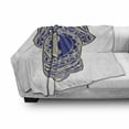 thumbnail image 3 of Hamsa Soft Flannel Fleece Throw Blanket, Japanese Style with Ying Yang Sign Mysticism, Cozy Plush for Indoor and Outdoor Use, 50" x 60", Royal Blue and Cream, by Ambesonne, 3 of 6