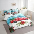 thumbnail image 3 of Castle Fairy Red Truck 7-Piece Twin Bedding Sets for Teens,Floral Berry Bedding Comforter Set,Merry Christmas Breathable Sheet Sets,Microfiber Bedroom Decor, 3 of 8