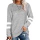 thumbnail image 2 of Blusa suelta con cuello redondo y manga larga con botones a rayas informales para mujer Pompotops  gfhjh9587, 2 of 9