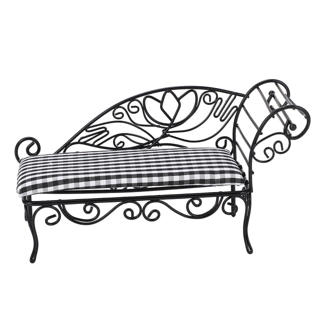 Sofá Cama Ajustable en Miniatura de Hierro para Casa de Muñecas, Sofá Cama Moderno de Piel Sintética Con Sofá de Dos Plazas reversible, Cama Plegable Para Invitados para Casa