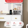 thumbnail image 3 of EDTara White Makeup Vanity Desk, Vanity Table With Mirror, Touch Switch, Built-In Power Outlet, 3 Led Lights, 6 Drawers, and 2 Cabinets for Bedroom, 3 of 8