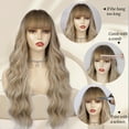 thumbnail image 6 of LHWEN Gradient Color Wig Women's Dark Roots 26 Inch Long Wavy Curly Synthetic Heat Fiber Natural Look Adjustable Cap for Parties Daily Wear Travel Shopping Fashionable and Soft, 6 of 9