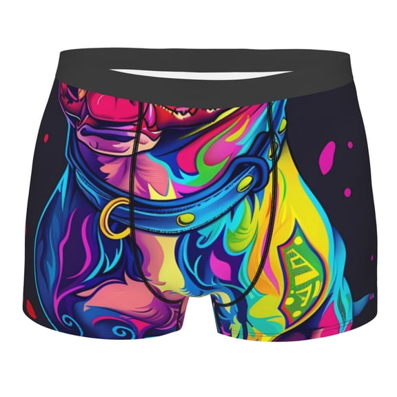 Bingfone Neon Pop Art Pitbull Men's Underwear - Casual Stretch Boxer Briefs-XX-Large