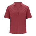 thumbnail image 4 of RMGVDSD Womens Blouses Summer Plain Solid Color Collar V Neck Henley Shirts Short Sleeve Loose Fit Casual Blouse Tops for Woman, 4 of 6