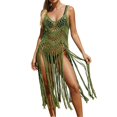 thumbnail image 2 of Swimsuit Cover Up for Women Boho Knit Openwork Beach Cover Up Tassel Hem Bikini for Summer Holiday, 2 of 4