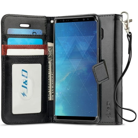 Galaxy Note 8 Case, J&D [RFID Blocking Wallet] [Slim Fit] Heavy Duty Protective Shock Resistant Flip Cover Wallet Case for Samsung Galaxy Note 8 -