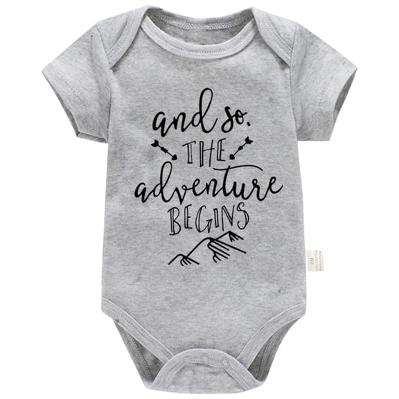 Nwiuh So The Adventure Begins Baby Bodysuit Boys Girls Clothes Funny Romper Grey for Size 18-24 Years