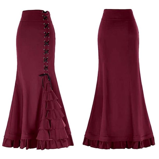 Vestido de sirena con volantes estilo steampunk victoriano para mujer de talla grande para cosplay de Halloween