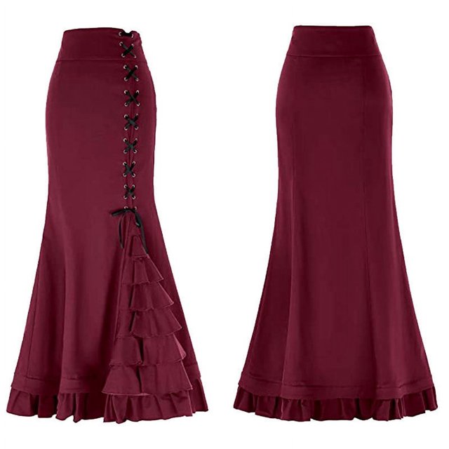 Vestido de sirena con volantes estilo steampunk victoriano para mujer de talla grande para cosplay de Halloween