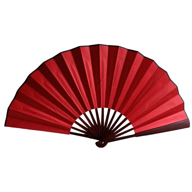 Abanico de tela de seda plegable de 10 pulgadas pintura artesanal decoración del hogar para boda color rojo
