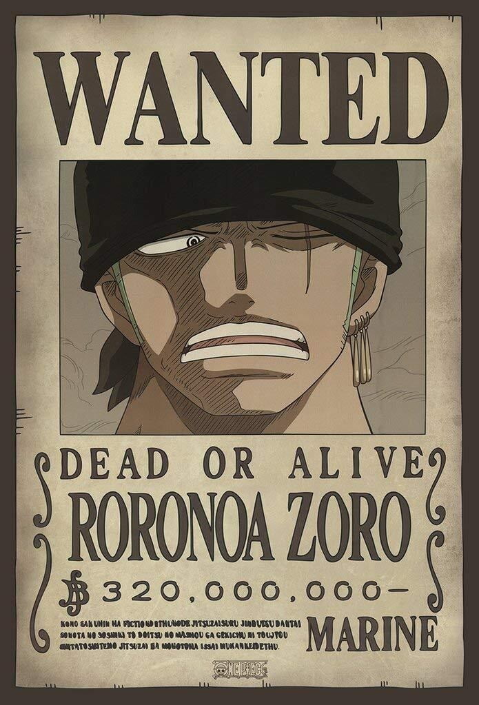 One Piece] Roronoa Zoro 1.1B Official Japan Mugiwara Wanted Poster