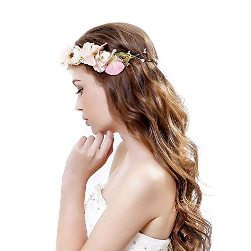 Women Wreath Crown Wedding Hair Floral Flower Garland Headpiece Headband N3