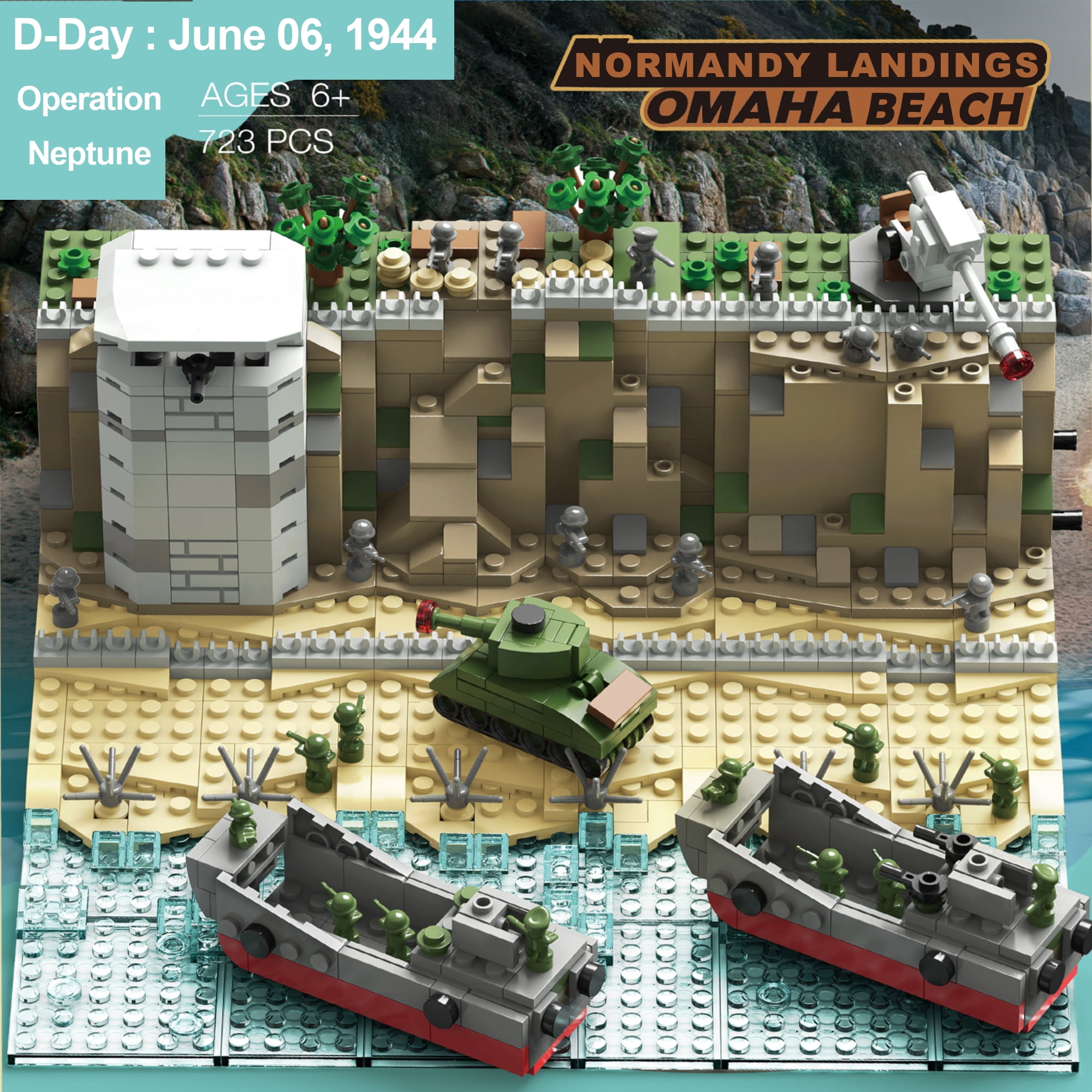 POCO DIVO Omaha Beach D-Day Normandy Landings WWII Collection Toy Building Brick Set, 723 pcs