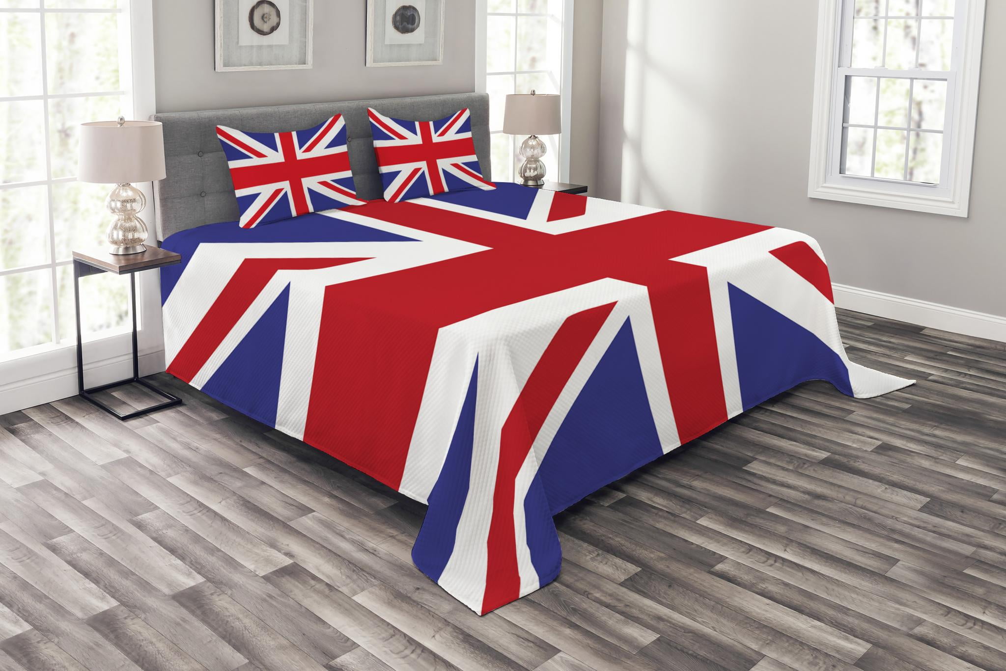 Union Jack Bedspread Set, Classic Traditional Flag United Kingdom