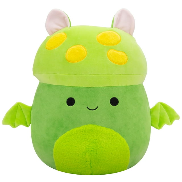 Murciélago en forma de hongo Plush Squishmallows Original Earling, color verde neón