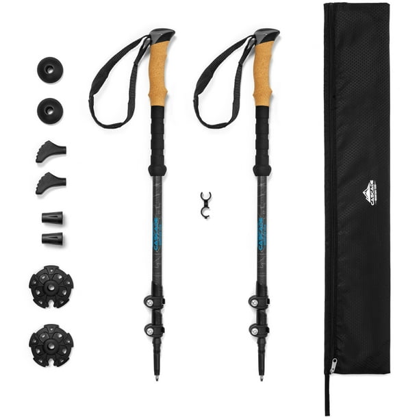 Cascade Mountain Tech Carbon Fiber Quick Lock Cork Grip Trekking Poles