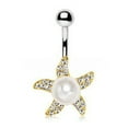 thumbnail image 3 of Gold Pearl Accent Starfish Navel Ring, 3 of 3