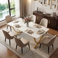 thumbnail image 3 of Dovelina 63" Modern Dining Table for 4-6, Waterproof Kitchen Table with Faux Marble Top, for Home Dining Room, Kitchen, Living Room, 3 of 10