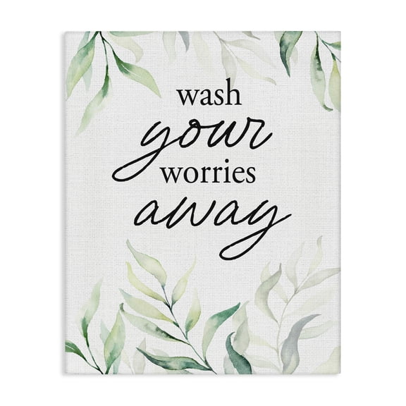 Wash Worries Away Leaves Canvas Wall Art, design by Lettered and Lined