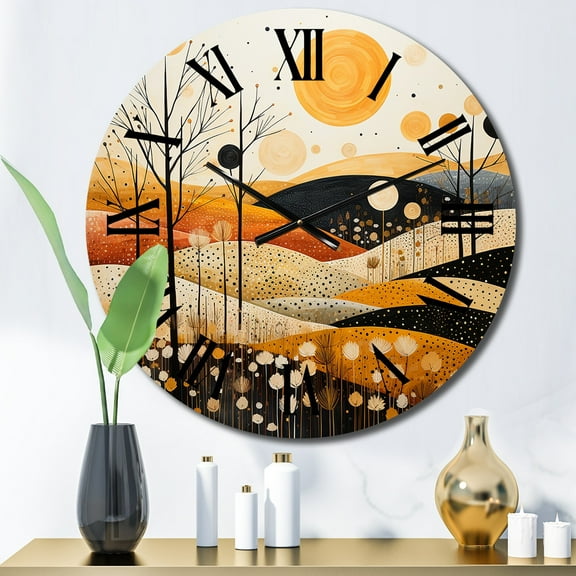 Designart "Meadow Bold Geometric landscapes II" Abstract Oversized Wall Clock