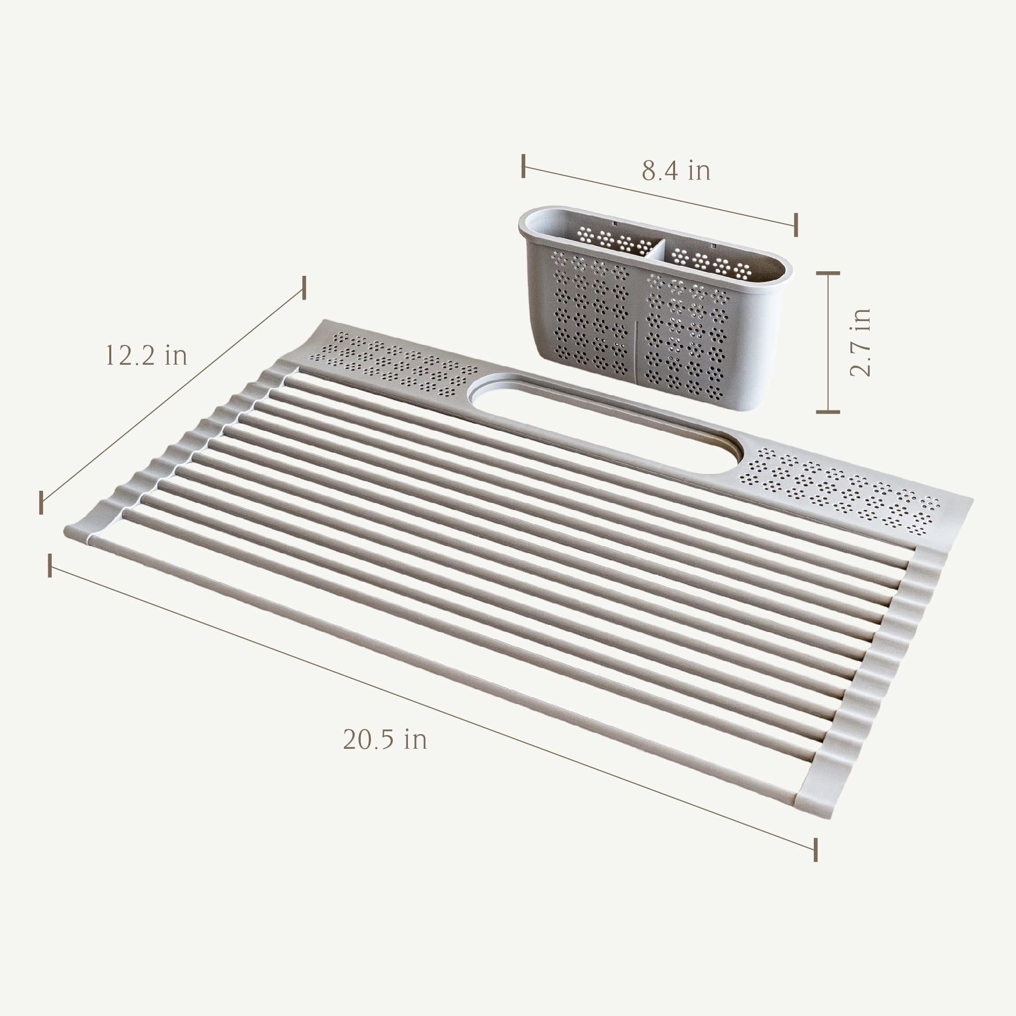 over&back Silicone Sink Drying Rack with Caddy - Foldable Kitchen Countertop Organizer - Fits Sponges, Rags, Dishes, and More