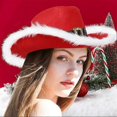 thumbnail image 4 of Santa Claus Party Christmas Luminous Cowboy Hat Western Red Felt Hats Wide Brim Hat Jazz Hat Christmas, 4 of 5