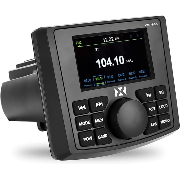 NVX VMPS35 Square Gauge Style Marine Rated Media Center w/ 3.5" Ultra Bright Full-Color TFT Display