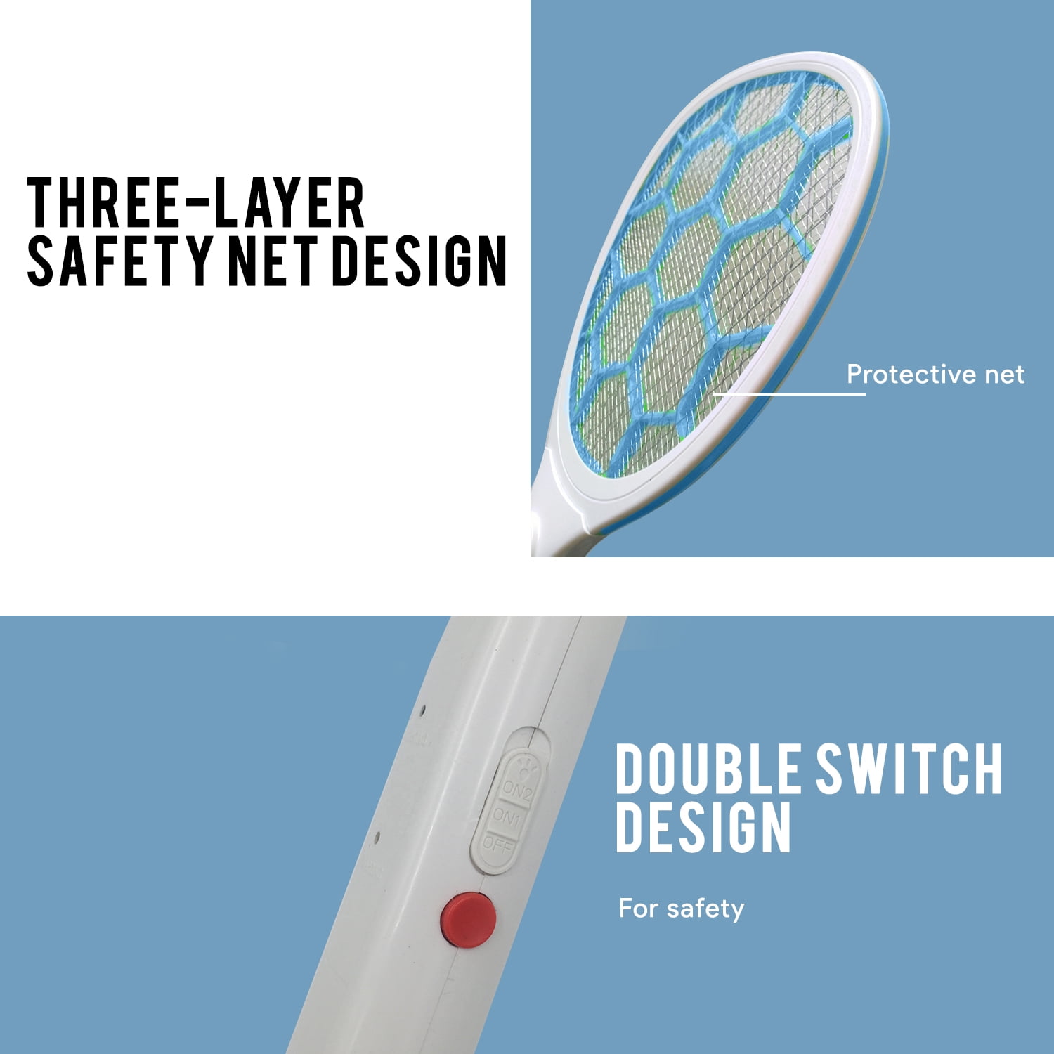 HOM Portable Bug Zapper - USB Rechargeable and Battery Powered Mosquito Killer, Insect Trap and Fly Swatter