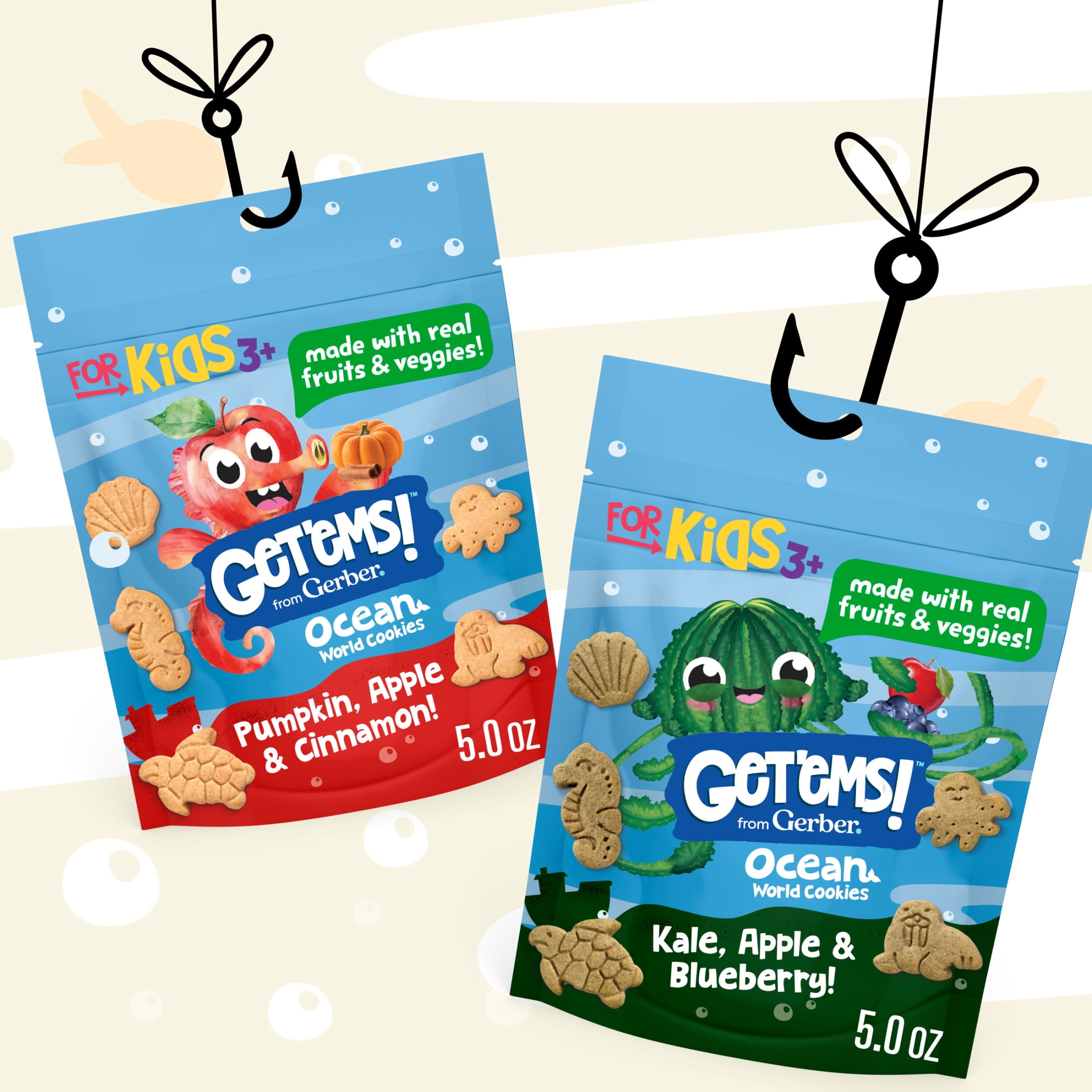 Get'ems from Gerber Kale, Apple & Blueberry Cookies, Kids Snack Made with Real Veggies & Fruits, Iron & Vitamin E