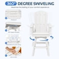 thumbnail image 2 of SERWALL HDPE Outdoor Swivel Bar Chair, Bar Height Adirondack Barstools, All Weather Pub Bar Chair, White, 2 of 5