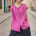 thumbnail image 1 of Xuyuer Women's Solid Color Sleeveless Blouse, Lace Collar Cardigan Top Loose Fit Casual Fashion Shirt, 1 of 7