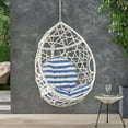 thumbnail image 3 of SEGMART Indoor Outdoor Wicker Swing Egg Chair, Hammock Hanging Chair Nest Basket with Removable, Washable Cushions, Pillow for Bedroom, Balcony, Garden, Poolside, White, 3 of 12