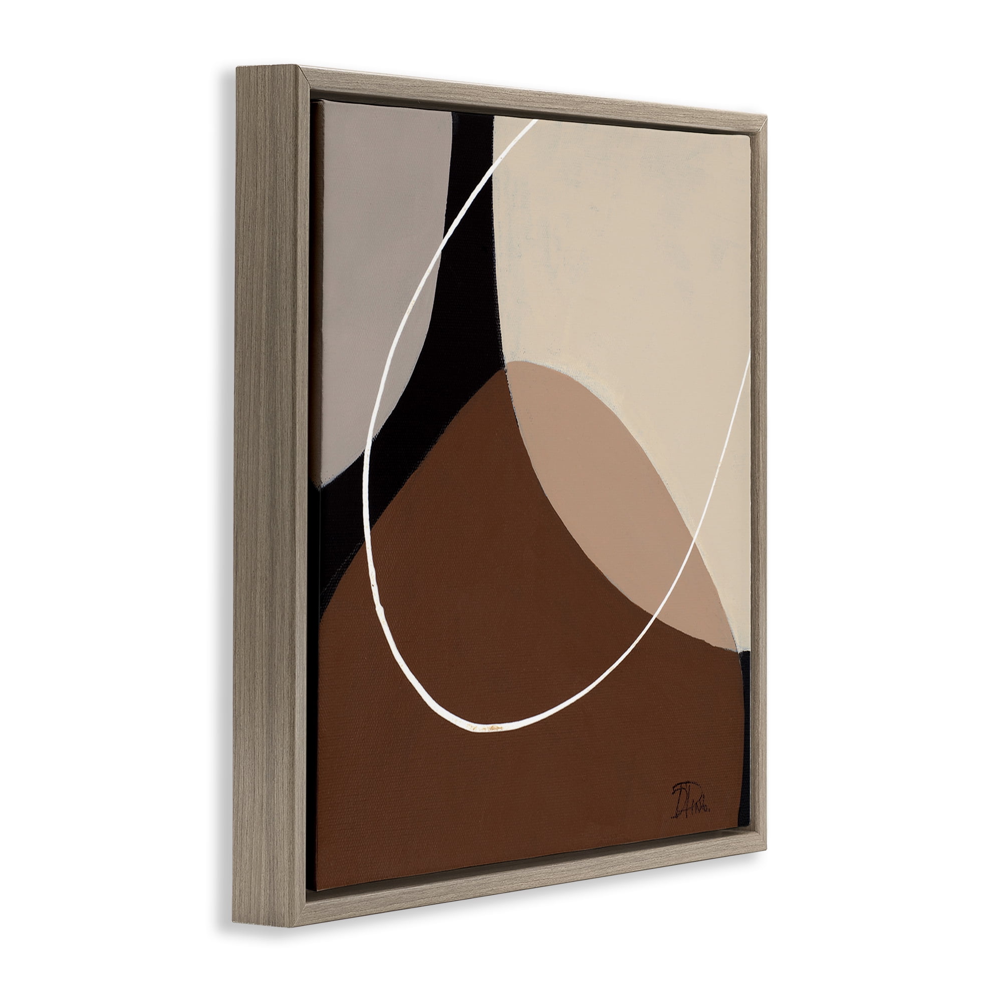 Stupell Industries Minimal Project Abstraction Abstract Painting Brown Floater Framed Canvas Art Print Wall Art, 18 x 18