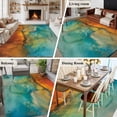 thumbnail image 5 of Abstract Area Rugs 8'x10', Small Throw Rugs for Living Room Patio, Orange Teal Green Gradient Fluid Modern Oil Painting Indoor Outdoor Rug Non-Slip Low Pile Carpet Runner Reversible Floor Mats, 5 of 8