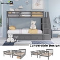 thumbnail image 2 of Bellemave Twin over Twin Bunk Bed with Stairs, Solid Wood Bunk Bed with Storage Drawers for Kids, Teens, Adults (Gray), 2 of 11