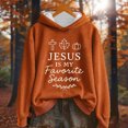 thumbnail image 2 of SwiftWear Christian Women's Hoodie with Jesus Seasonal Design, Autumn Theme Graphic Pullover, Comfortable Long Sleeve Hooded Sweatshirt for Fall Thanksgiving Casual Wear Orange, 2 of 3