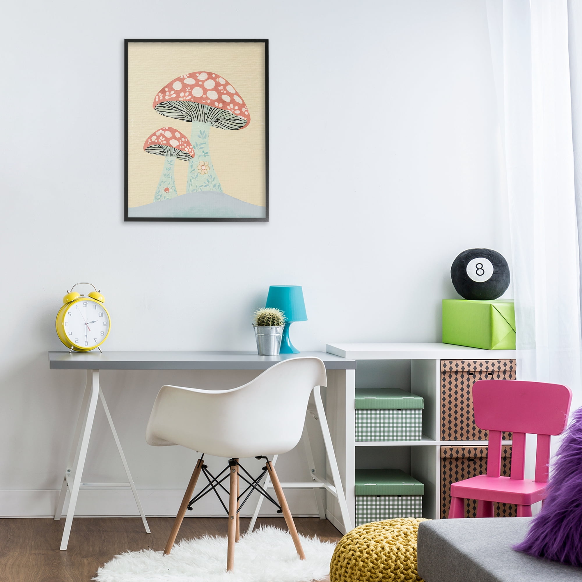 Stupell Industries Floral Collaged Mushrooms Botanical & Floral Painting Black Framed Art Print Wall Art, 24 x 30