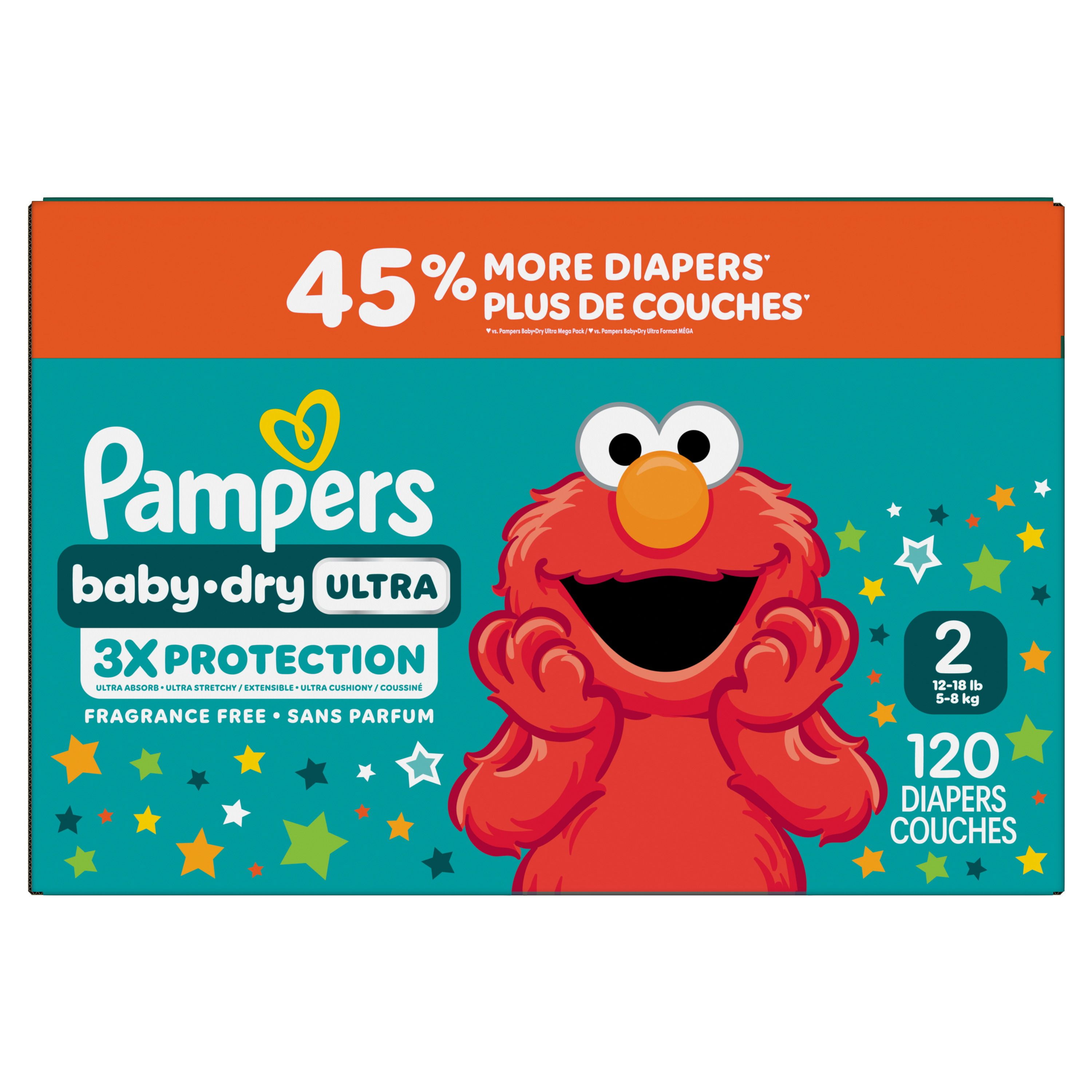 Pampers Baby Dry Ultra Diapers, Size 2 (12-18 lbs), Absorbent Disposable Diapers