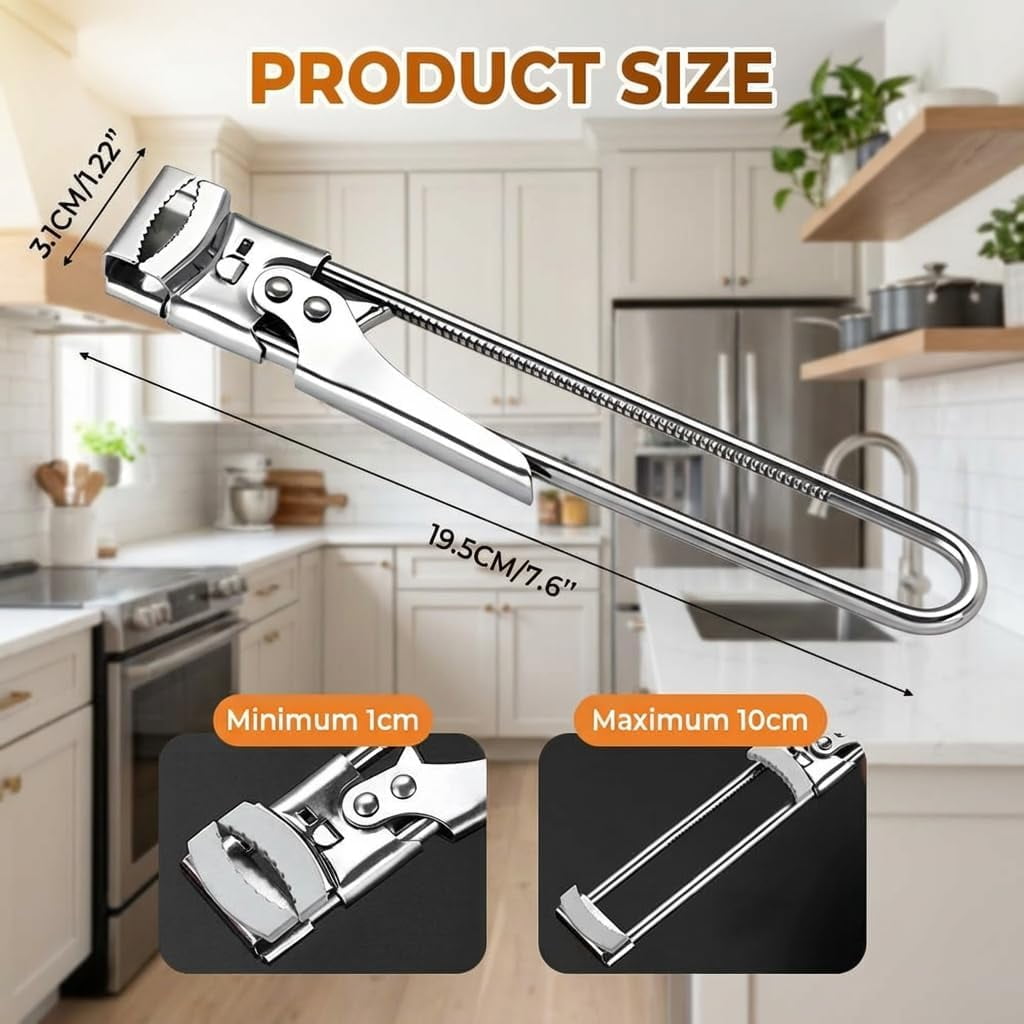 FRKSMD-Adjustable Stainless Steel Jar Opener, 2026 New Upgraded Easy-Grip Lid Opener, Multifunctional Bottle Can Opener for Effortless Use – Ideal for Kitchen & Camping